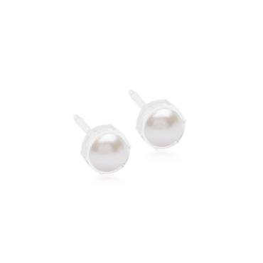 Blomdahl Bezel White Pearl Earrings 6mm